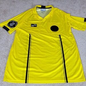Official Sports Soccer Shirt Yellow / Black Referee Uniform Men's Large